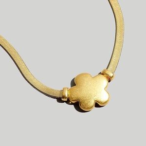 Puffy Charm Herringbone Gold Necklace